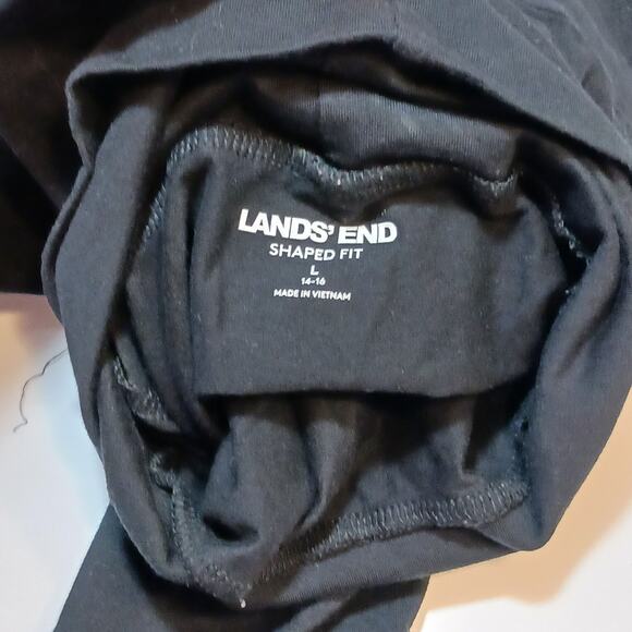 LANDS END Women's Large 14-16 Shaped Fit Turtleneck Stretch Black Cotton Modal - Picture 2 of 5